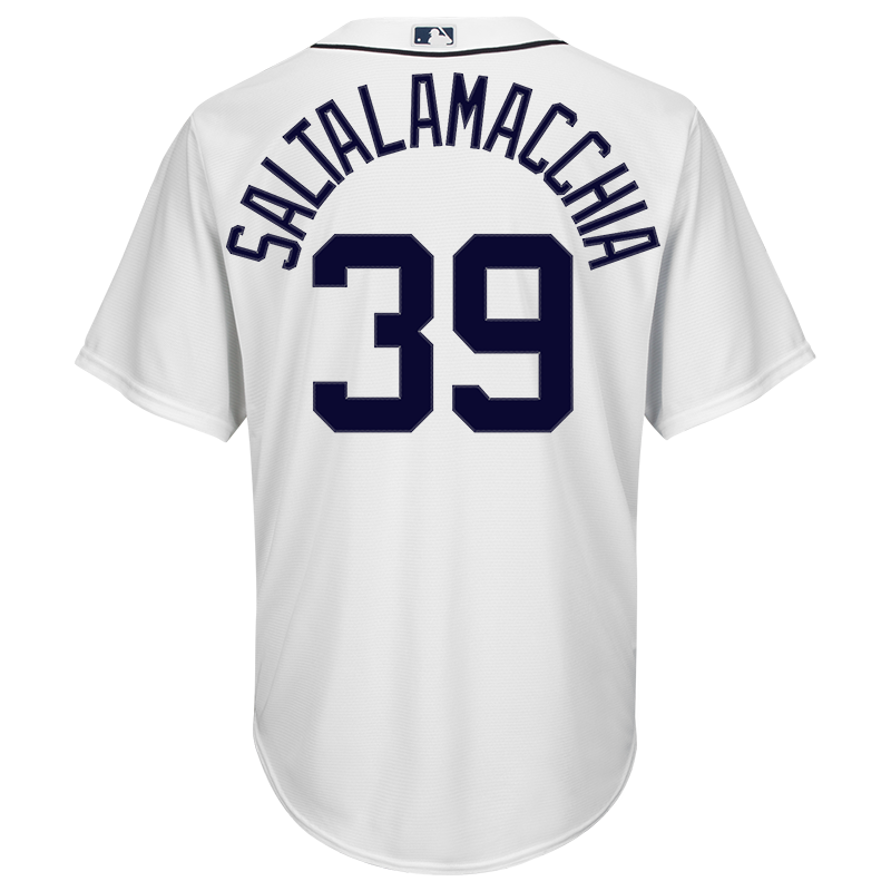 Jarrod Saltalamacchia Detroit Tigers White Home Majestic Cool Base Jersey STITCHED