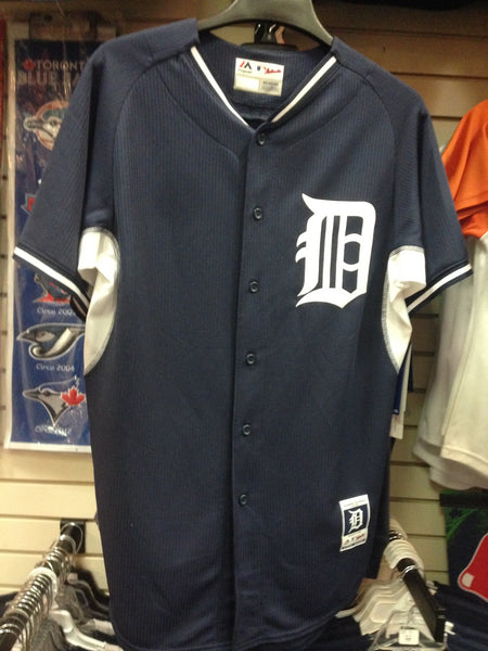 Majestic Men's Detroit Tigers Blank Authentic Navy Jersey Spring Training Large