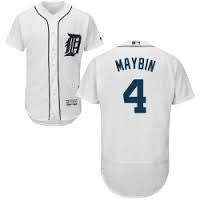 Maybin Detroit Tigers White Home Majestic Cool Base Jersey STITCHED