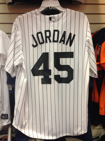 Michael Jordan Chicago White Sox Home White Pinstriped Majestic Cool Base Jersey Stitched