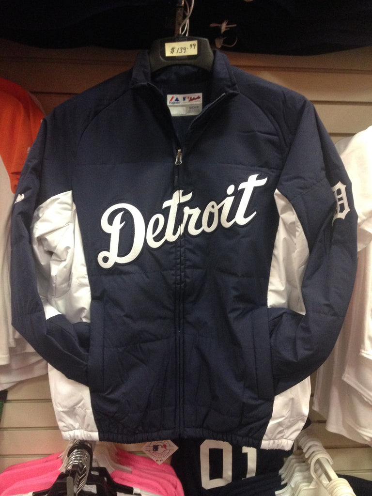 Detroit Tigers HOME Navy Blue Double Climate On-Field Jacket