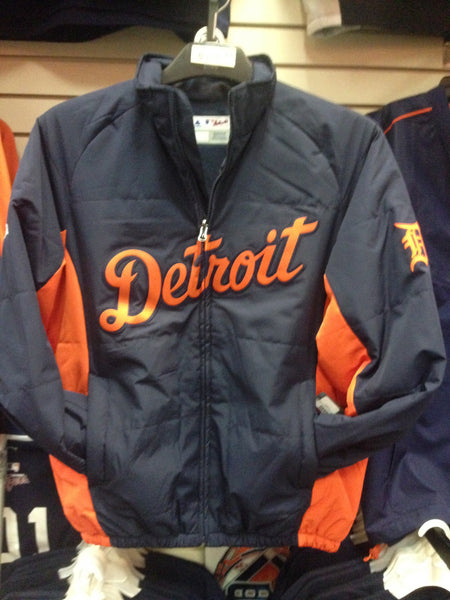 Detroit Tigers ROAD/AWAY Navy Blue Double Climate On-Field Jacket